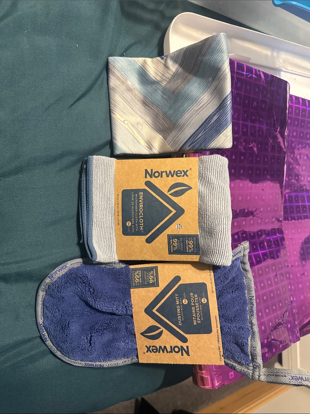 Norwex Blue and Gray Microfiber Cleaning Mitt & EnviroCloth Set - Norwex